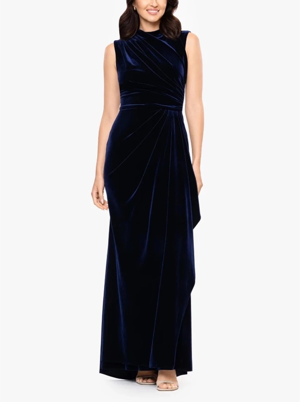 Betsy & Adam “CHERIE" VELVET SIDE RUCHED DRESS. Size 12 Women #548
